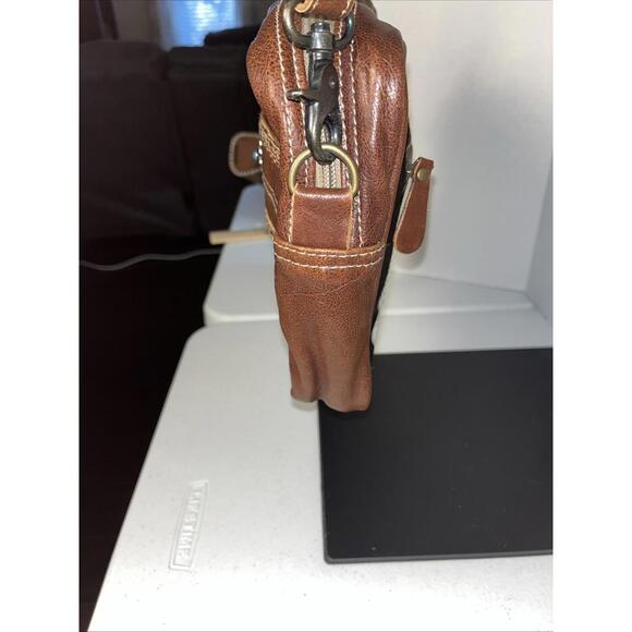 MYRA BAG Crossbody Hair On Hide Bag Brown Cream NWT Turquoise Concho - Picture 4 of 10